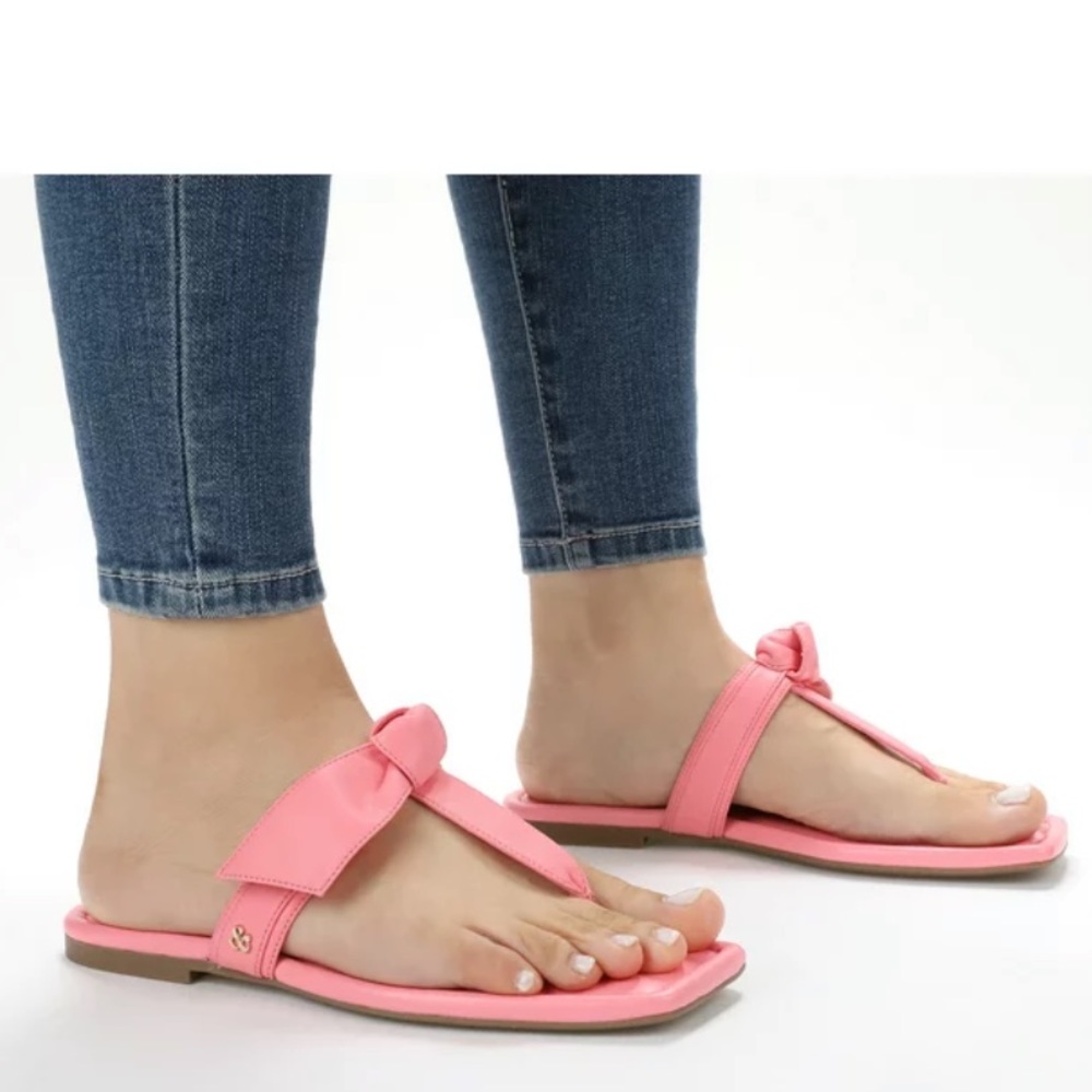 Sam & Libby TIA bow t-strap thong sandals flip flops pink tulip